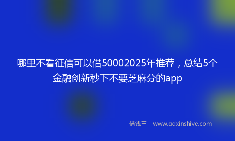 哪里不看征信可以借50002025年推荐，总结5个金融创新秒下不要芝麻分的app