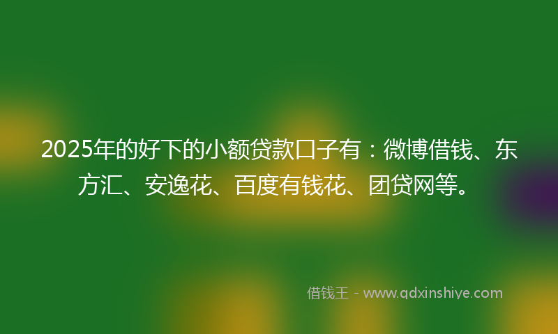 2025年的好下的小额贷款口子有：微博借钱、东方汇、安逸花、百度有钱花、团贷网等。
