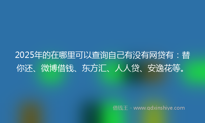 2025年的在哪里可以查询自己有没有网贷有：替你还、微博借钱、东方汇、人人贷、安逸花等。