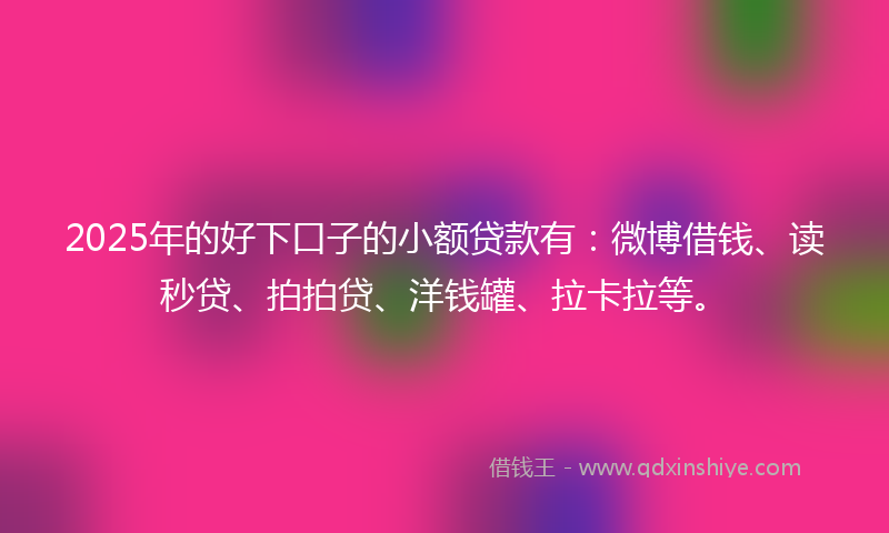 2025年的好下口子的小额贷款有：微博借钱、读秒贷、拍拍贷、洋钱罐、拉卡拉等。