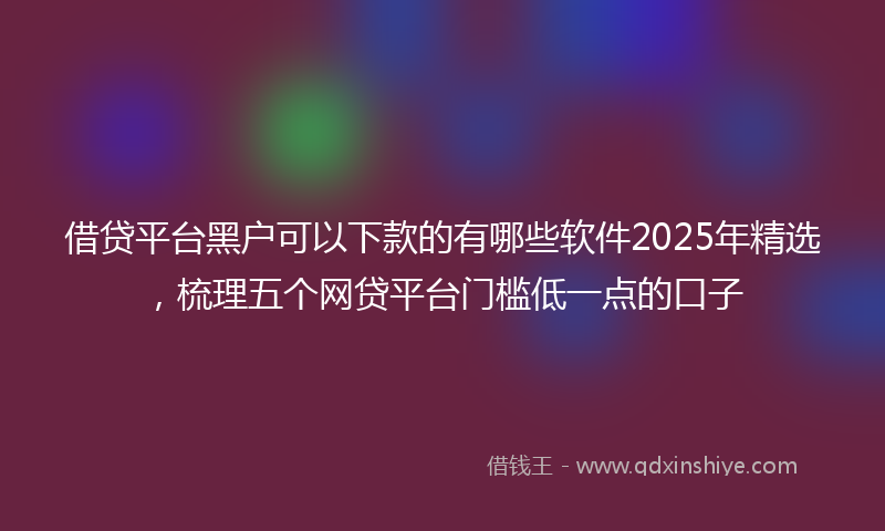 借贷平台黑户可以下款的有哪些软件2025年精选，梳理五个网贷平台门槛低一点的口子