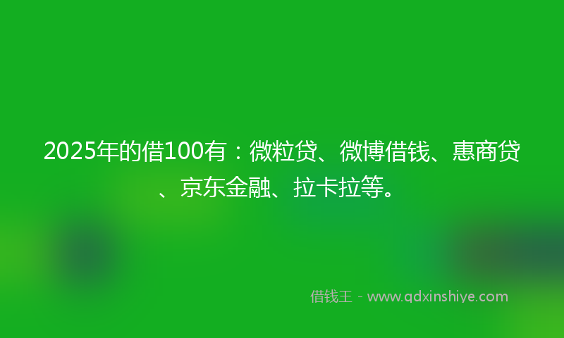 2025年的借100有：微粒贷、微博借钱、惠商贷、京东金融、拉卡拉等。