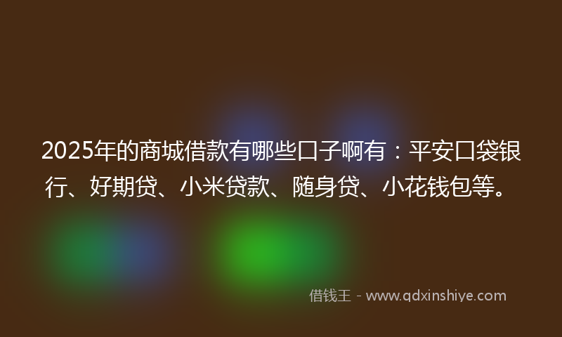 2025年的商城借款有哪些口子啊有:平安口袋银行、好期贷、小米贷款、随身贷、小花钱包等。