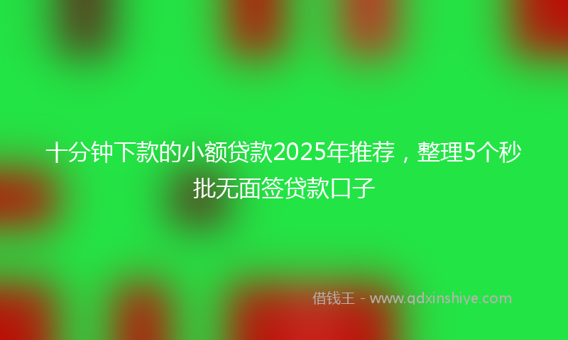 十分钟下款的小额贷款2025年推荐，整理5个秒批无面签贷款口子