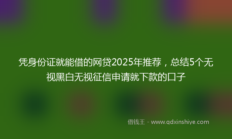 凭身份证就能借的网贷2025年推荐，总结5个无视黑白无视征信申请就下款的口子