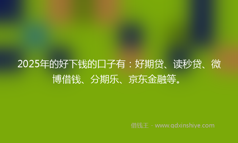 2025年的好下钱的口子有：好期贷、读秒贷、微博借钱、分期乐、京东金融等。