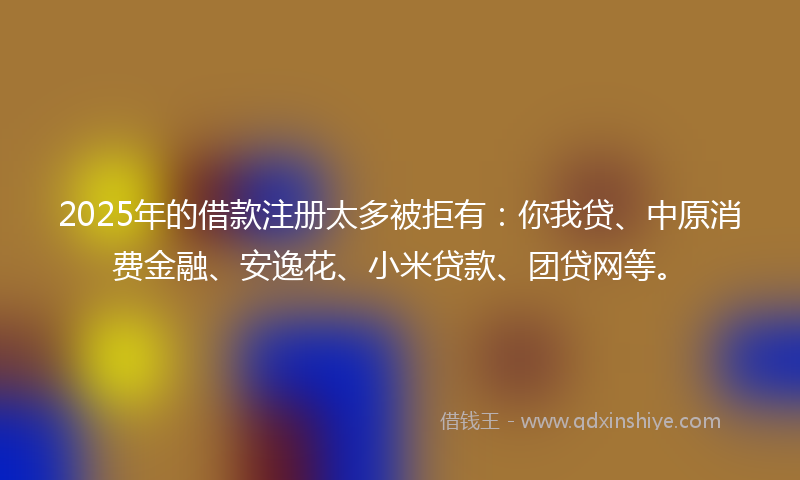 2025年的借款注册太多被拒有：你我贷、中原消费金融、安逸花、小米贷款、团贷网等。