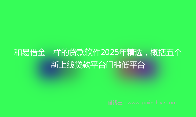 和易借金一样的贷款软件2025年精选，概括五个新上线贷款平台门槛低平台