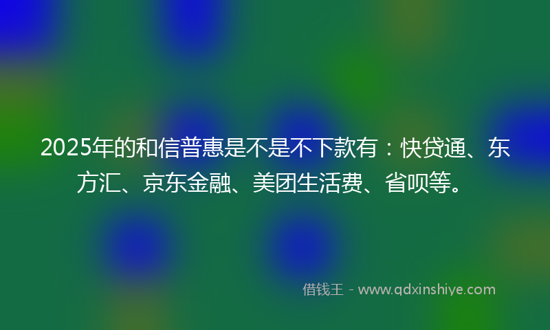 2025年的和信普惠是不是不下款有：快贷通、东方汇、京东金融、美团生活费、省呗等。