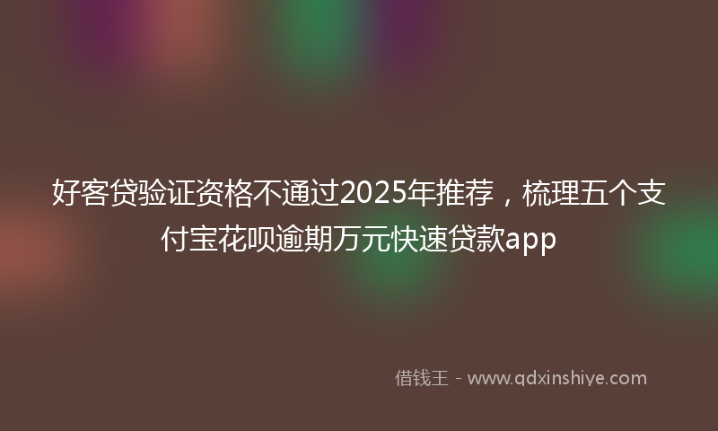 好客贷验证资格不通过2025年推荐，梳理五个支付宝花呗逾期万元快速贷款app