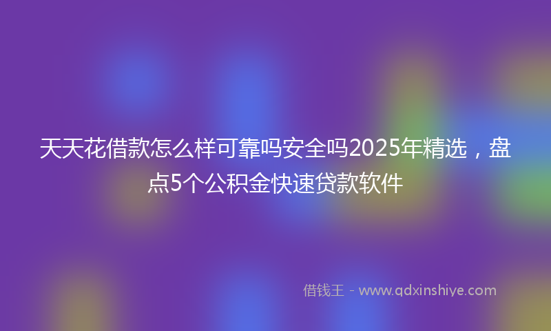 天天花借款怎么样可靠吗安全吗2025年精选，盘点5个公积金快速贷款软件