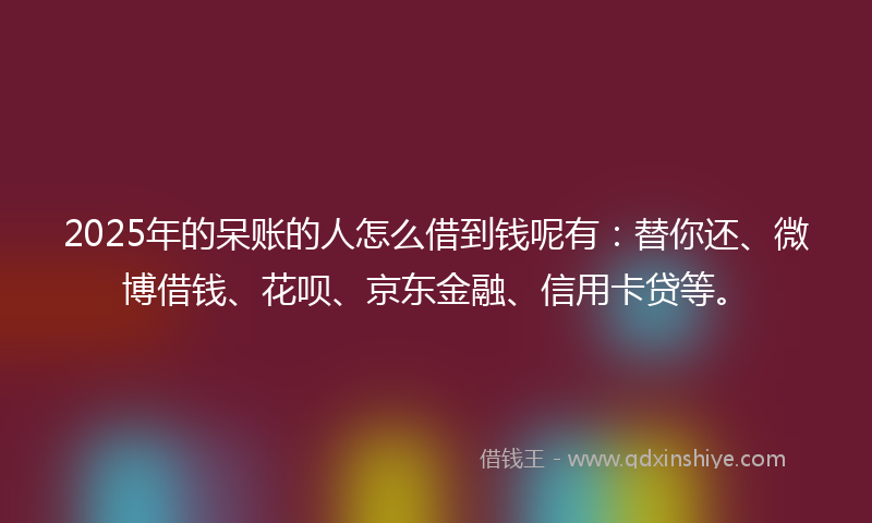 2025年的呆账的人怎么借到钱呢有：替你还、微博借钱、花呗、京东金融、信用卡贷等。