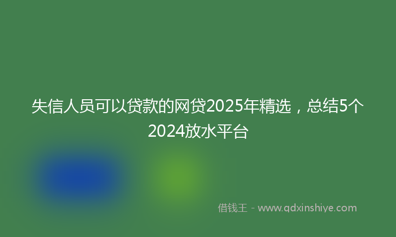 失信人员可以贷款的网贷2025年精选，总结5个2024放水平台