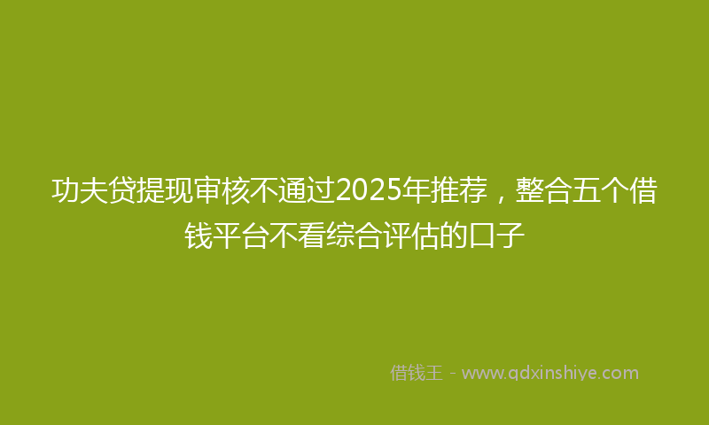 功夫贷提现审核不通过2025年推荐，整合五个借钱平台不看综合评估的口子
