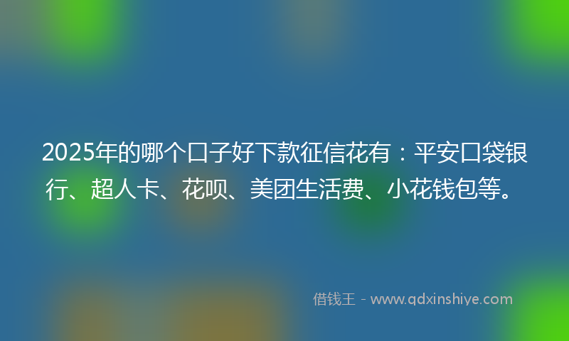 2025年的哪个口子好下款征信花有：平安口袋银行、超人卡、花呗、美团生活费、小花钱包等。
