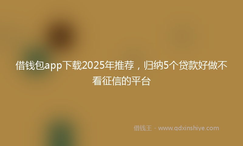 借钱包app下载2025年推荐，归纳5个贷款好做不看征信的平台