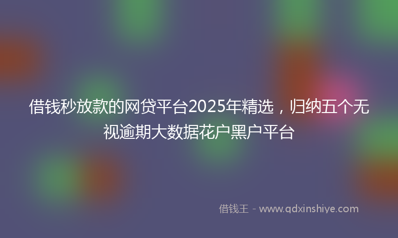借钱秒放款的网贷平台2025年精选，归纳五个无视逾期大数据花户黑户平台