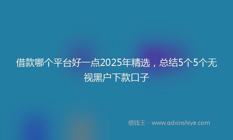 借款哪个平台好一点2025年精选，总结5个5个无视黑户下款口子