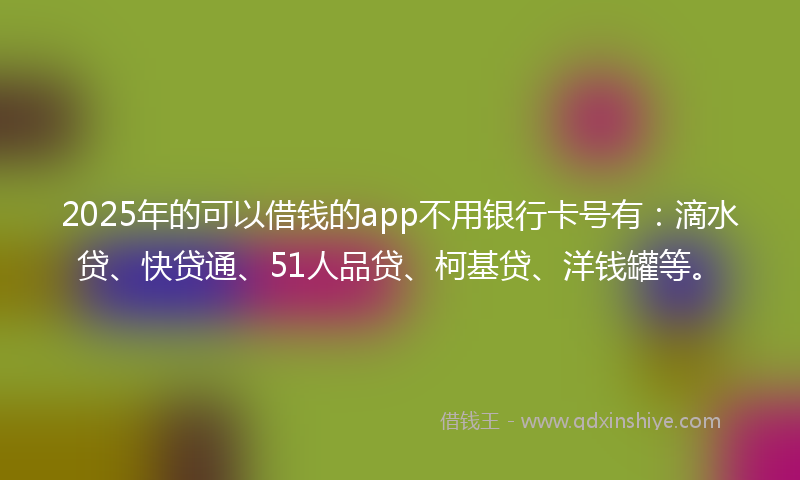 2025年的可以借钱的app不用银行卡号有：滴水贷、快贷通、51人品贷、柯基贷、洋钱罐等。