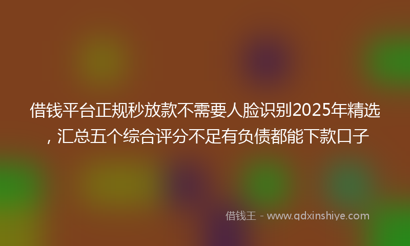 借钱平台正规秒放款不需要人脸识别2025年精选，汇总五个综合评分不足有负债都能下款口子