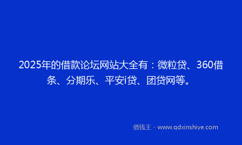 2025年的借款论坛网站大全有：微粒贷、360借条、分期乐、平安i贷、团贷网等。