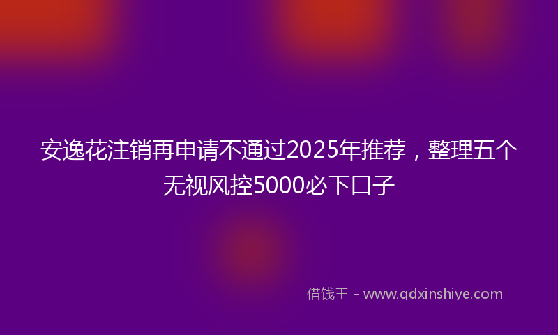 安逸花注销再申请不通过2025年推荐，整理五个无视风控5000必下口子