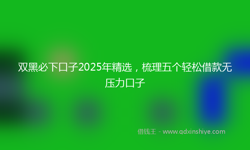 双黑必下口子2025年精选，梳理五个轻松借款无压力口子