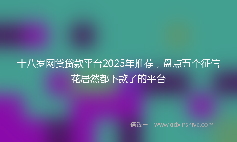 十八岁网贷贷款平台2025年推荐，盘点五个征信花居然都下款了的平台