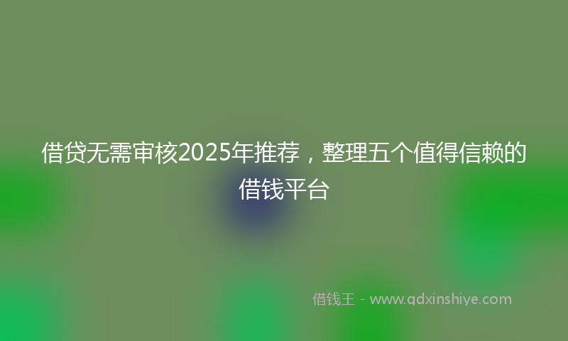 借贷无需审核2025年推荐，整理五个值得信赖的借钱平台