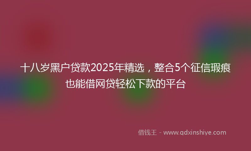 十八岁黑户贷款2025年精选，整合5个征信瑕疵也能借网贷轻松下款的平台