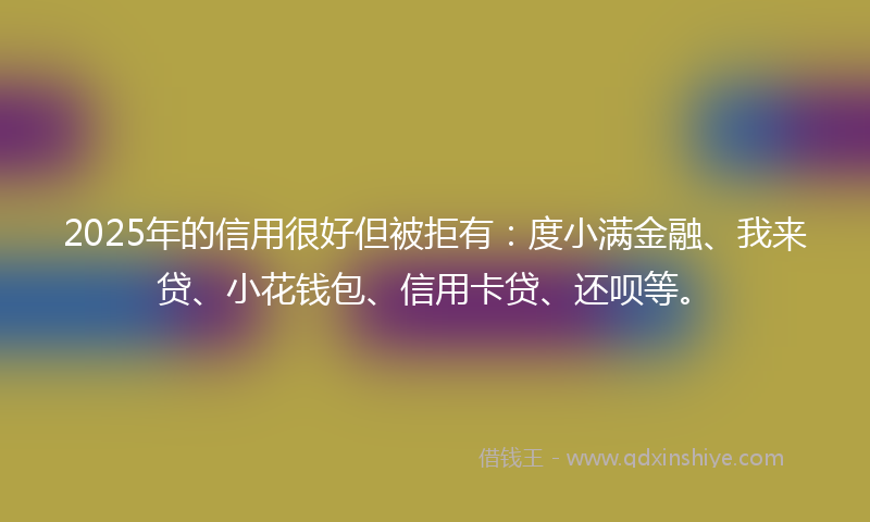 2025年的信用很好但被拒有：度小满金融、我来贷、小花钱包、信用卡贷、还呗等。
