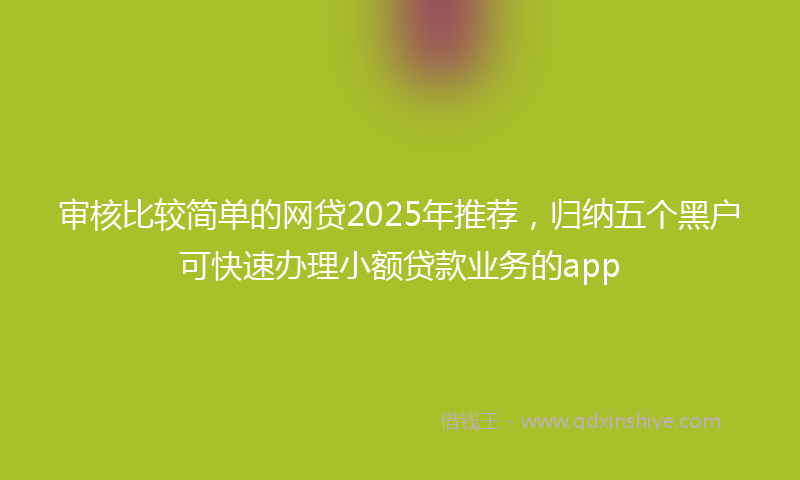 审核比较简单的网贷2025年推荐，归纳五个黑户可快速办理小额贷款业务的app