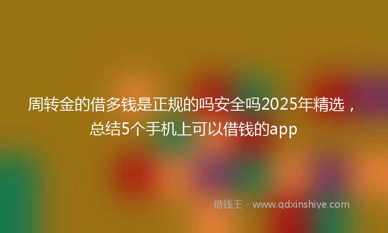 周转金的借多钱是正规的吗安全吗2025年精选，总结5个手机上可以借钱的app