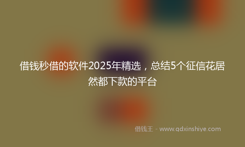借钱秒借的软件2025年精选，总结5个征信花居然都下款的平台