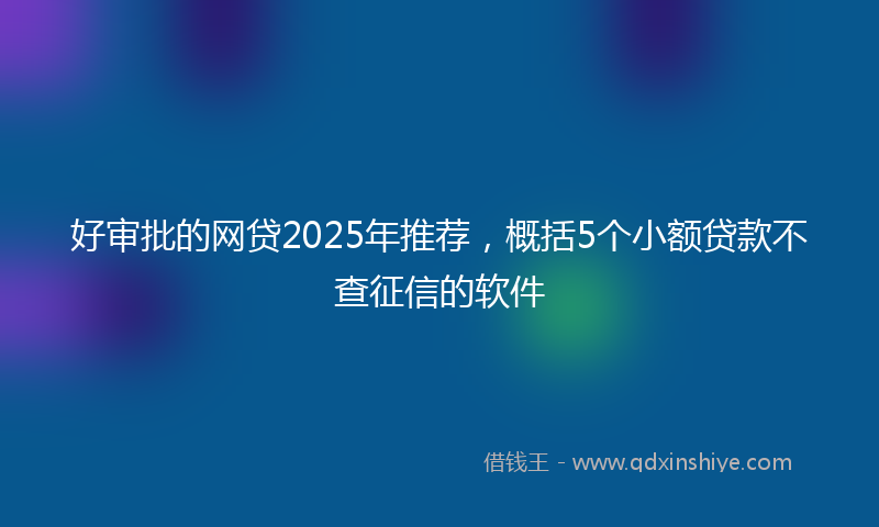 好审批的网贷2025年推荐，概括5个小额贷款不查征信的软件