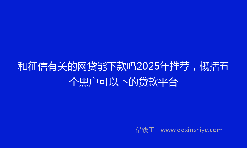 和征信有关的网贷能下款吗2025年推荐，概括五个黑户可以下的贷款平台