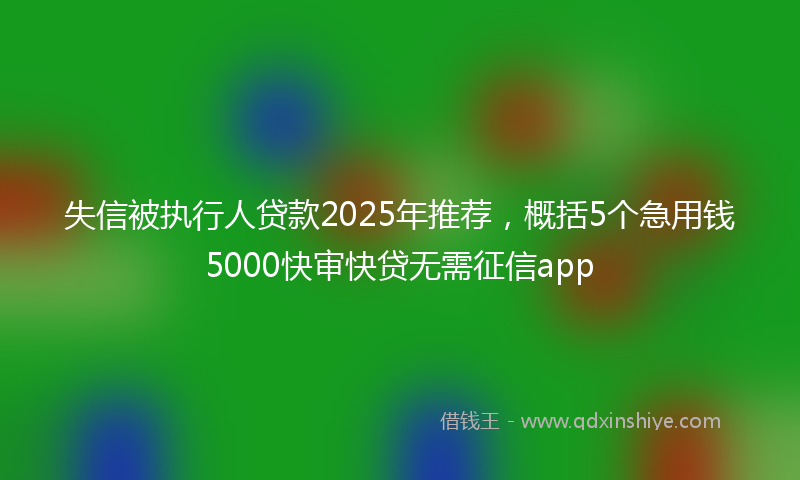 失信被执行人贷款2025年推荐，概括5个急用钱5000快审快贷无需征信app