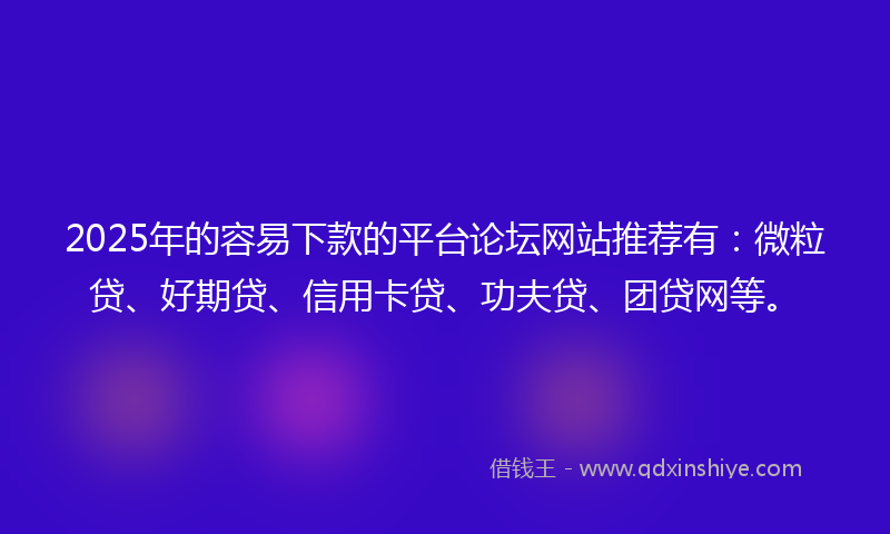 2025年的容易下款的平台论坛网站推荐有：微粒贷、好期贷、信用卡贷、功夫贷、团贷网等。