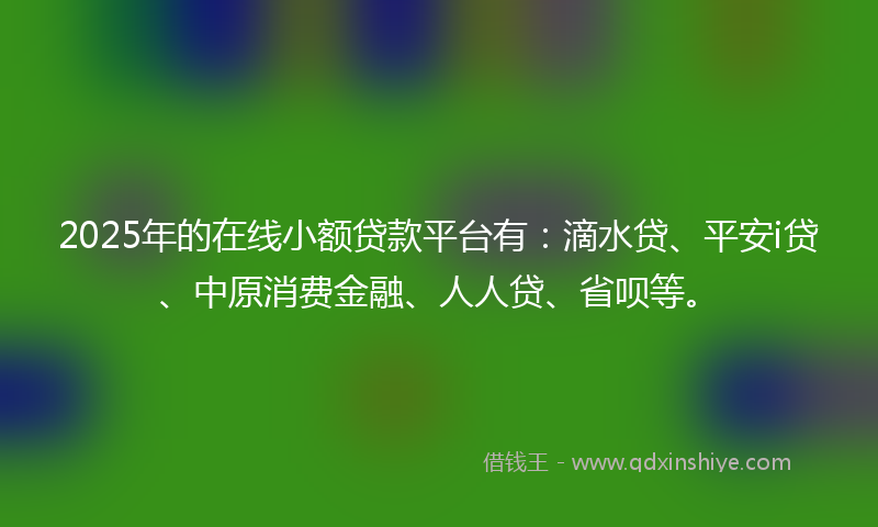 2025年的在线小额贷款平台有：滴水贷、平安i贷、中原消费金融、人人贷、省呗等。