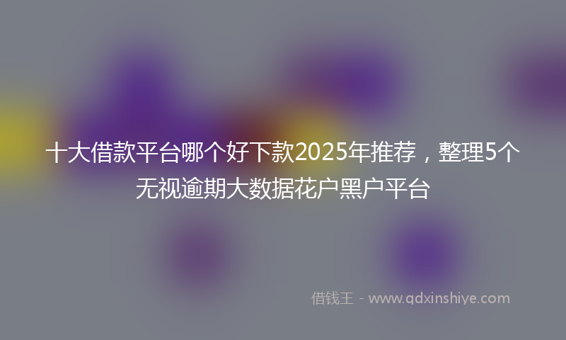 十大借款平台哪个好下款2025年推荐，整理5个无视逾期大数据花户黑户平台