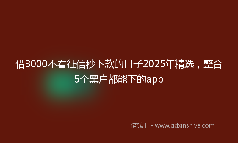 借3000不看征信秒下款的口子2025年精选，整合5个黑户都能下的app