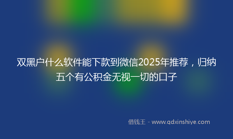 双黑户什么软件能下款到微信2025年推荐，归纳五个有公积金无视一切的口子