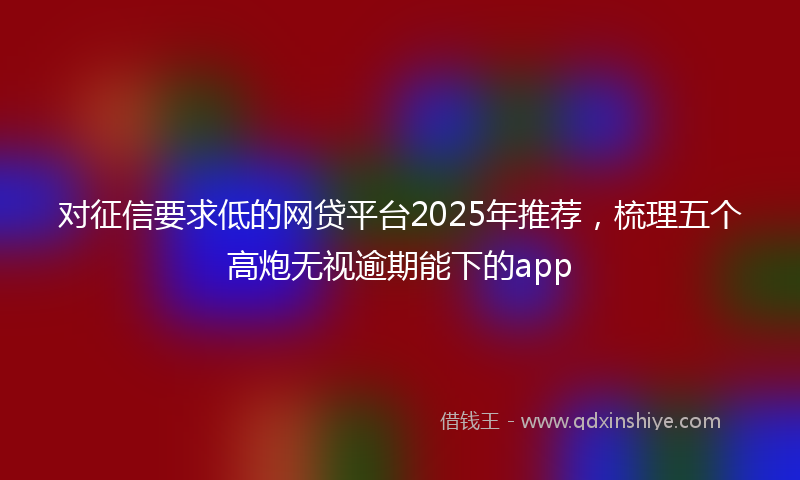 对征信要求低的网贷平台2025年推荐，梳理五个高炮无视逾期能下的app
