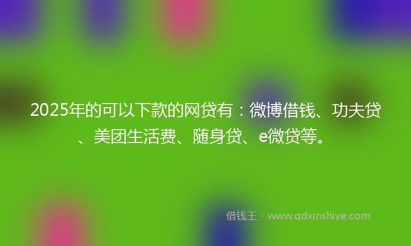 2025年的可以下款的网贷有：微博借钱、功夫贷、美团生活费、随身贷、e微贷等。