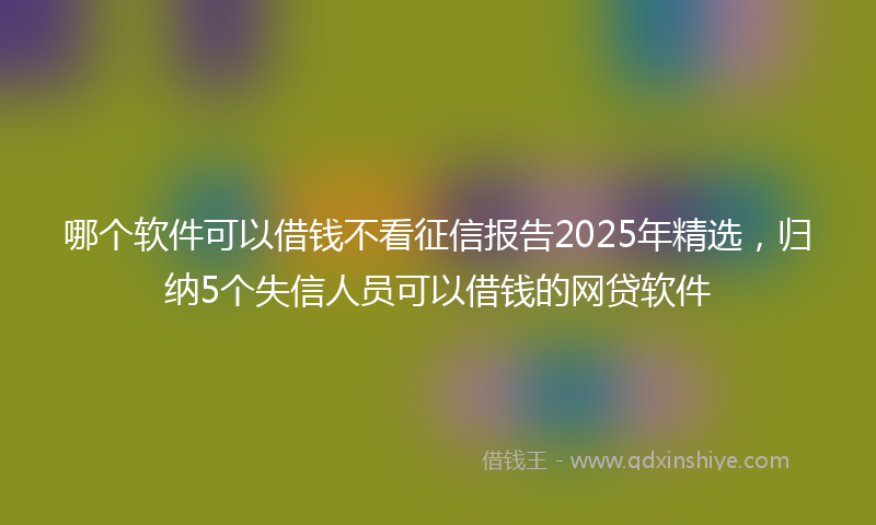 哪个软件可以借钱不看征信报告2025年精选，归纳5个失信人员可以借钱的网贷软件