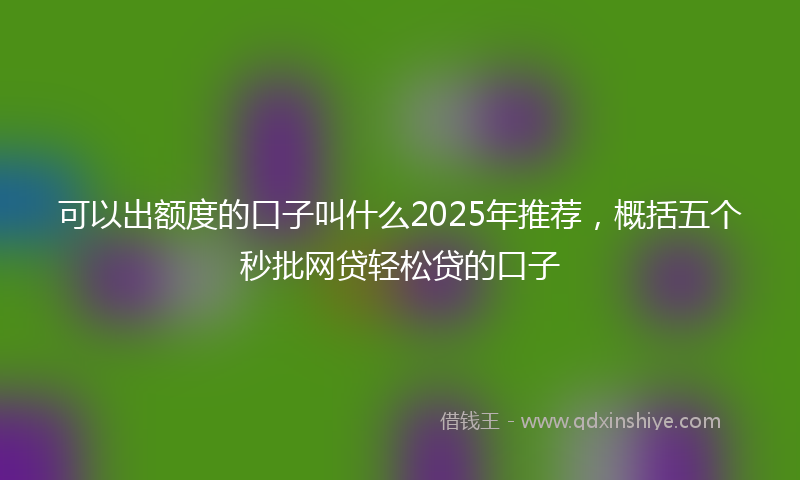 可以出额度的口子叫什么2025年推荐，概括五个秒批网贷轻松贷的口子
