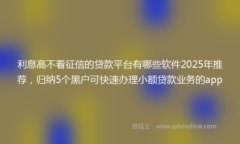 利息高不看征信的贷款平台有哪些软件2025年推荐，归纳5个黑户可快速办理小额贷款业务的app