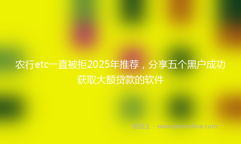 农行etc一直被拒2025年推荐，分享五个黑户成功获取大额贷款的软件