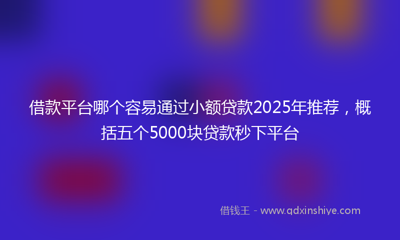 借款平台哪个容易通过小额贷款2025年推荐，概括五个5000块贷款秒下平台