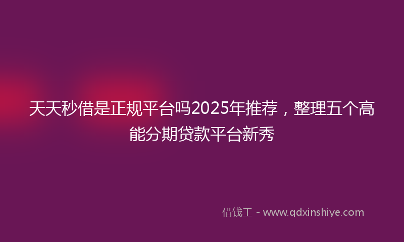 天天秒借是正规平台吗2025年推荐，整理五个高能分期贷款平台新秀